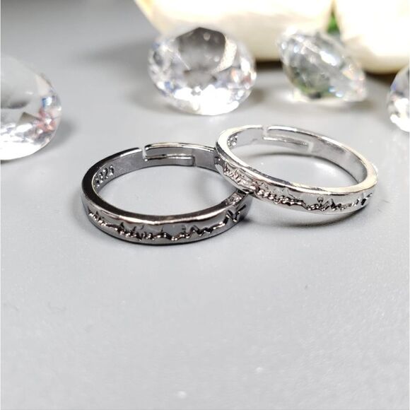 Brand New S925 Silver Heart Beats Patterns Couple Rings #2 - Picture 6 of 8